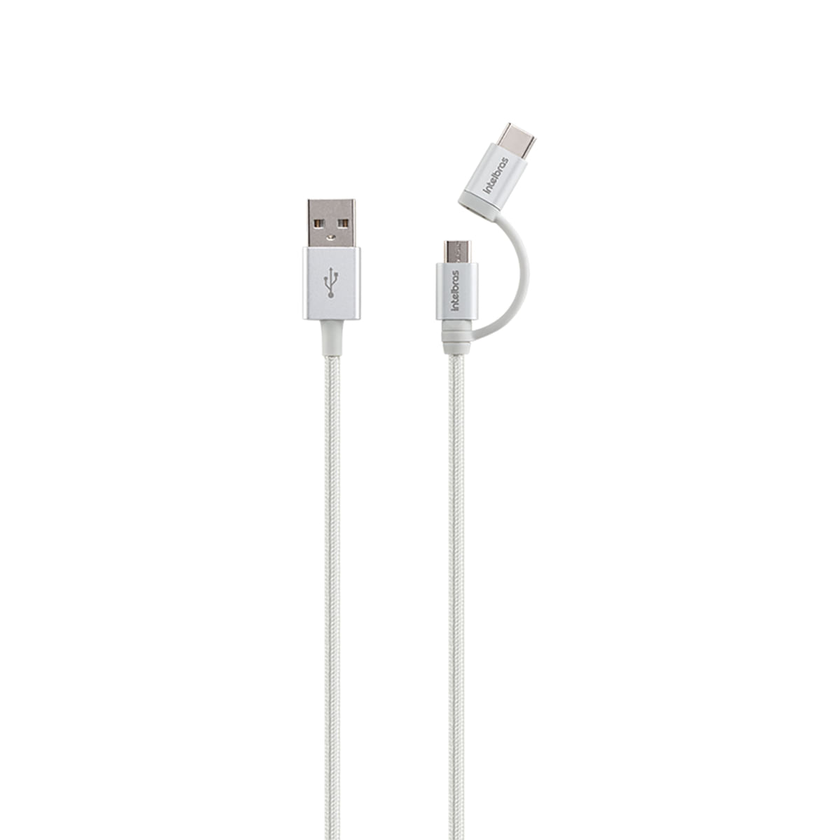 Cabo USB-C 1,5m de PVC nylon branco Intelbras EUABC 15NB