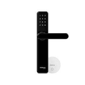 Fechadura-Smart-de-Embutir-preta-com-Macaneta-IFR-3000--lado-direito-Intelbras. Fechadura-Smart-de-Embutir-preta-com-Macaneta-IFR-3000--lado-direito-Intelbras.