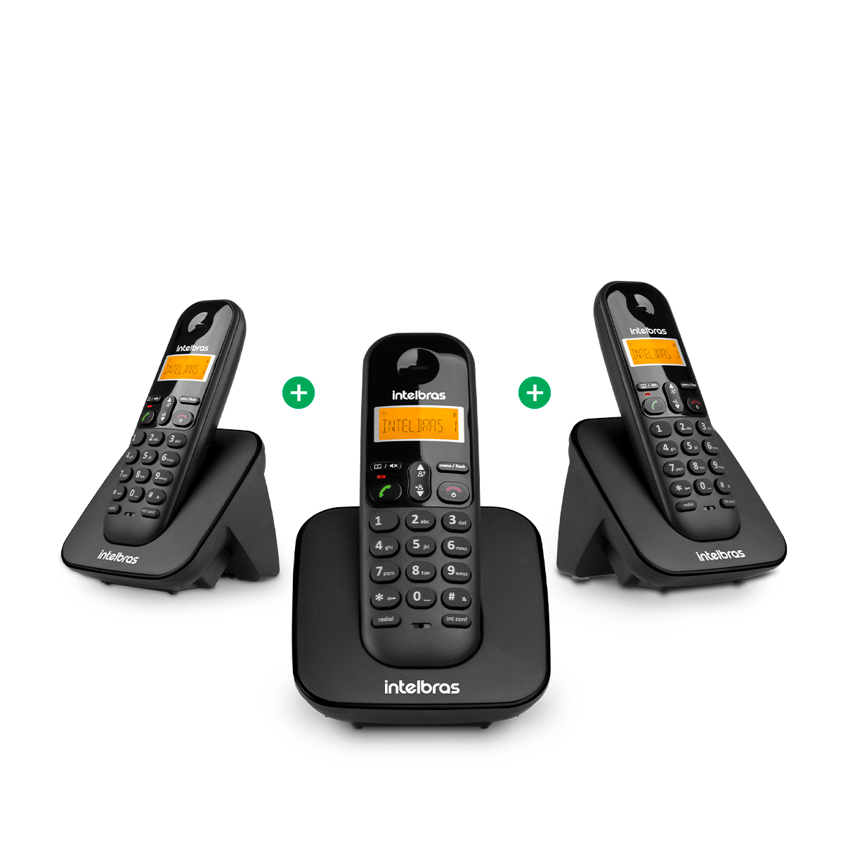 Combo Telefone sem Fio + Dois Ramais Adicionais Intelbras TS 3113 Preto