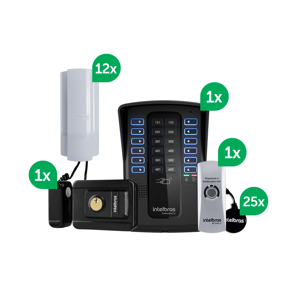 Kit Central de Interfonia Collective 12 com Instalação - intelbras