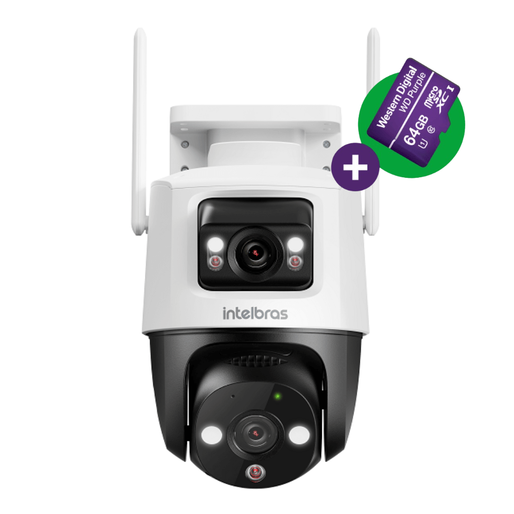 Câmera Externa iM9+ com Duas Lentes Visão Noturna e MicroSD 64GB Intelbras