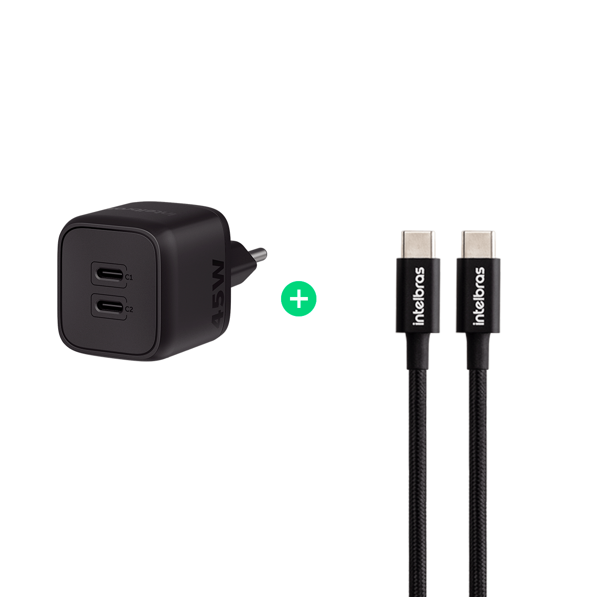 Kit Carregador Turbo com Cabo USB-C 1,5M em Nylon