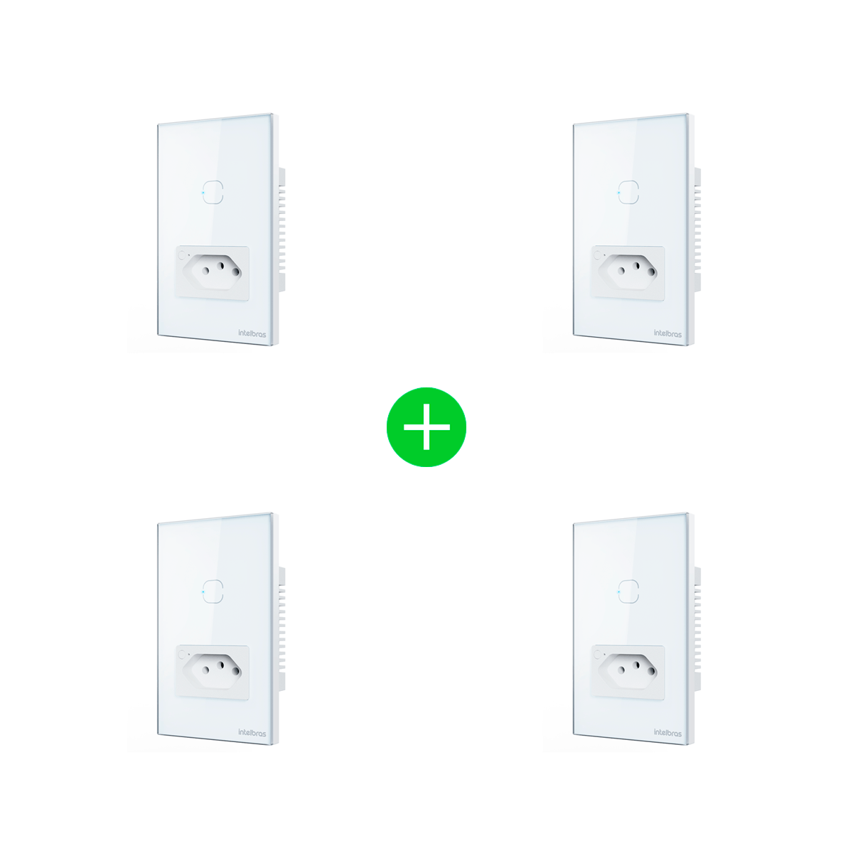 Kit Tomada com Interruptor Inteligente ETS 2001 Branco Intelbras - 4 unidades
