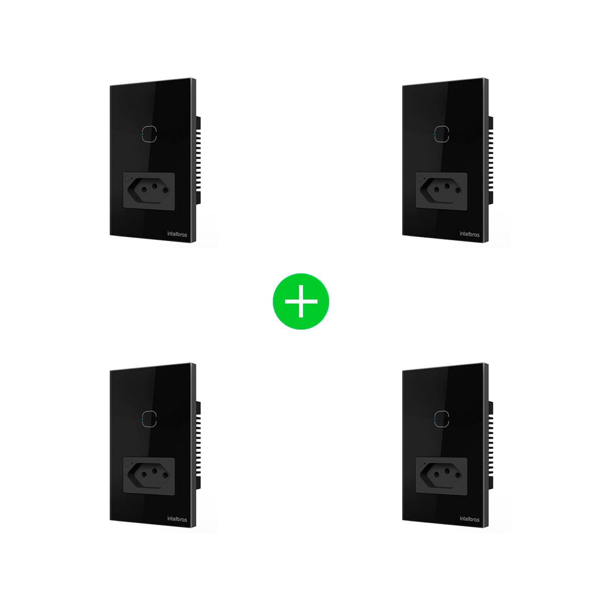 Kit Tomada com Interruptor Inteligente ETS 2001 Preto Intelbras - 4 unidades