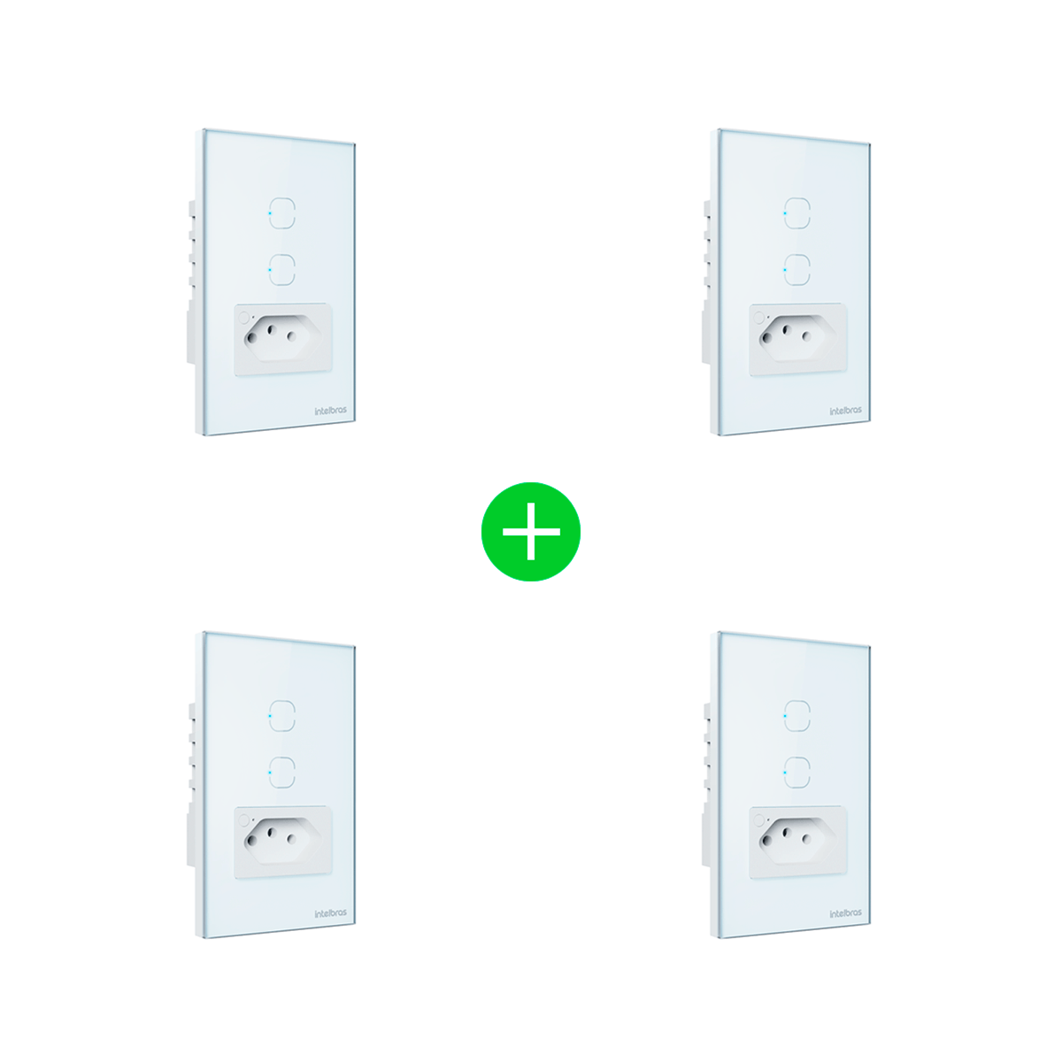 Kit Tomada com Interruptor Inteligente ETS 2002 Branco Intelbras - 4 unidades