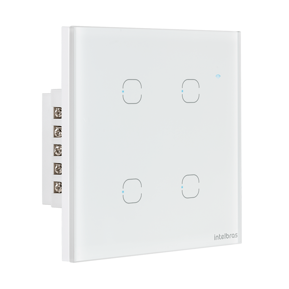 Interruptor inteligente Wi-Fi Touch 4 teclas Branco EIW 1004 Intelbras