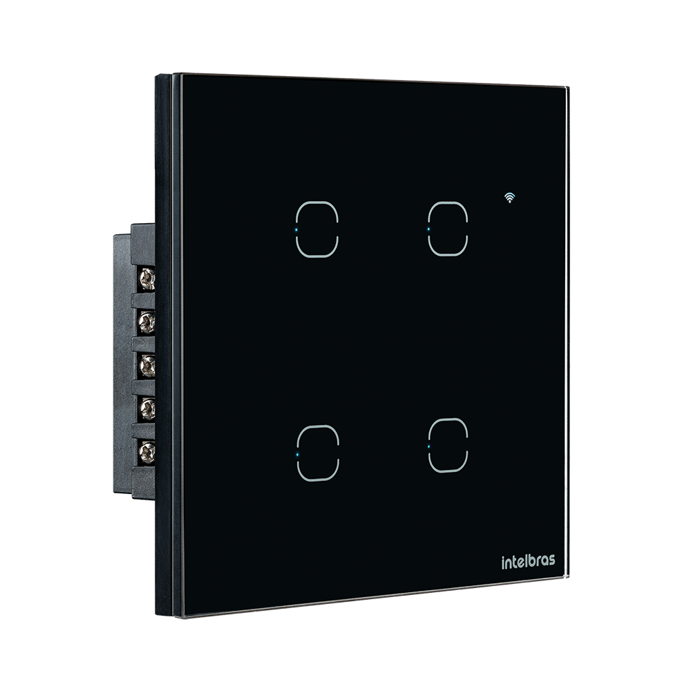 Interruptor inteligente Wi-Fi Touch 4 teclas Preto EIW 1004 Intelbras