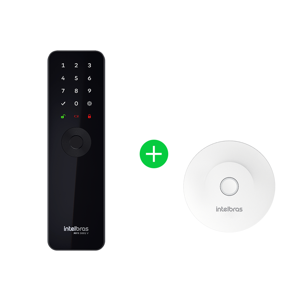 Kit Fechadura Inteligente de Embutir MFR 3001 V com Hub MCA 1002 Intelbras
